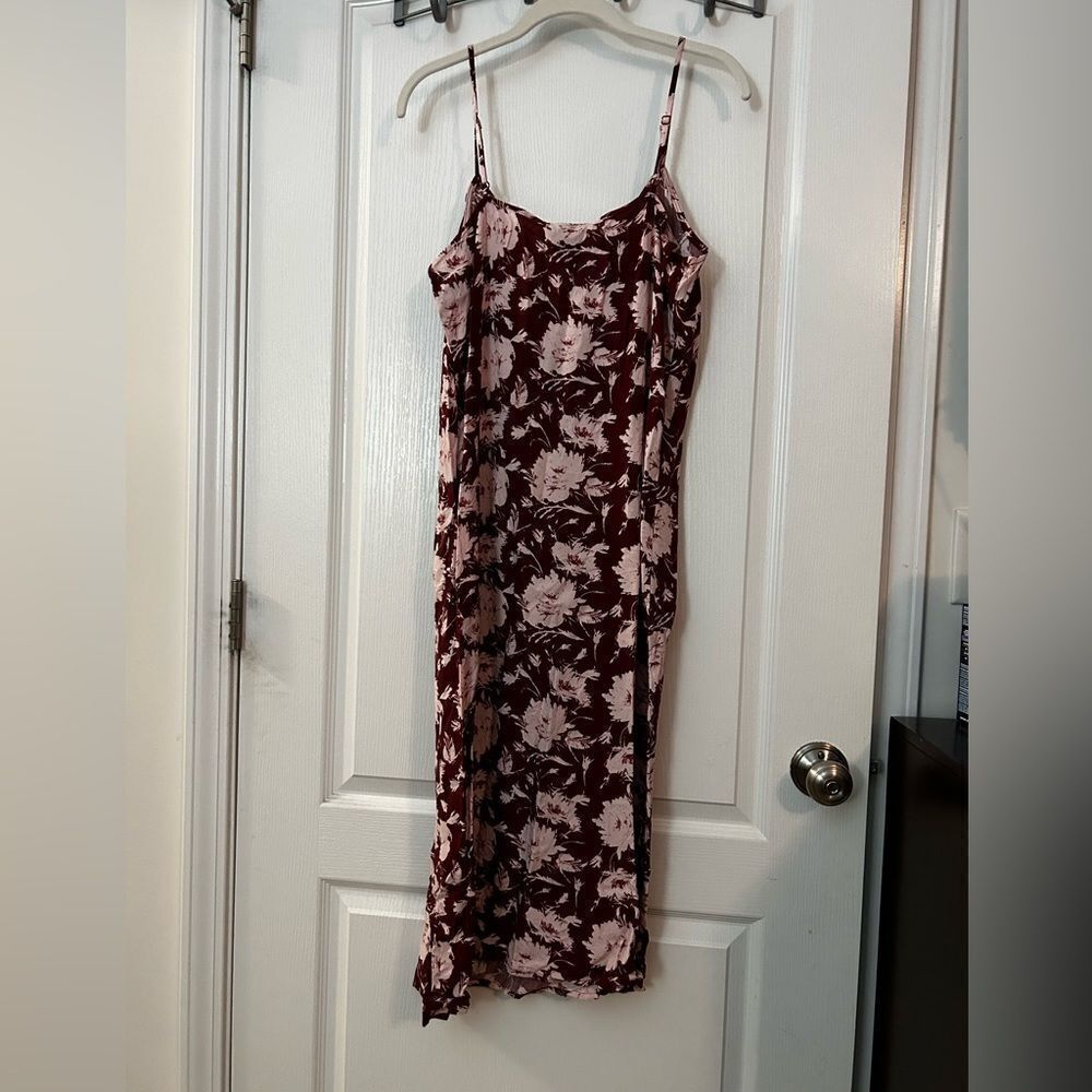 BOBEAU Maxi Dress Women's Size XL Sleeveless Burgundy Floral‎ Rayon NWT Boho